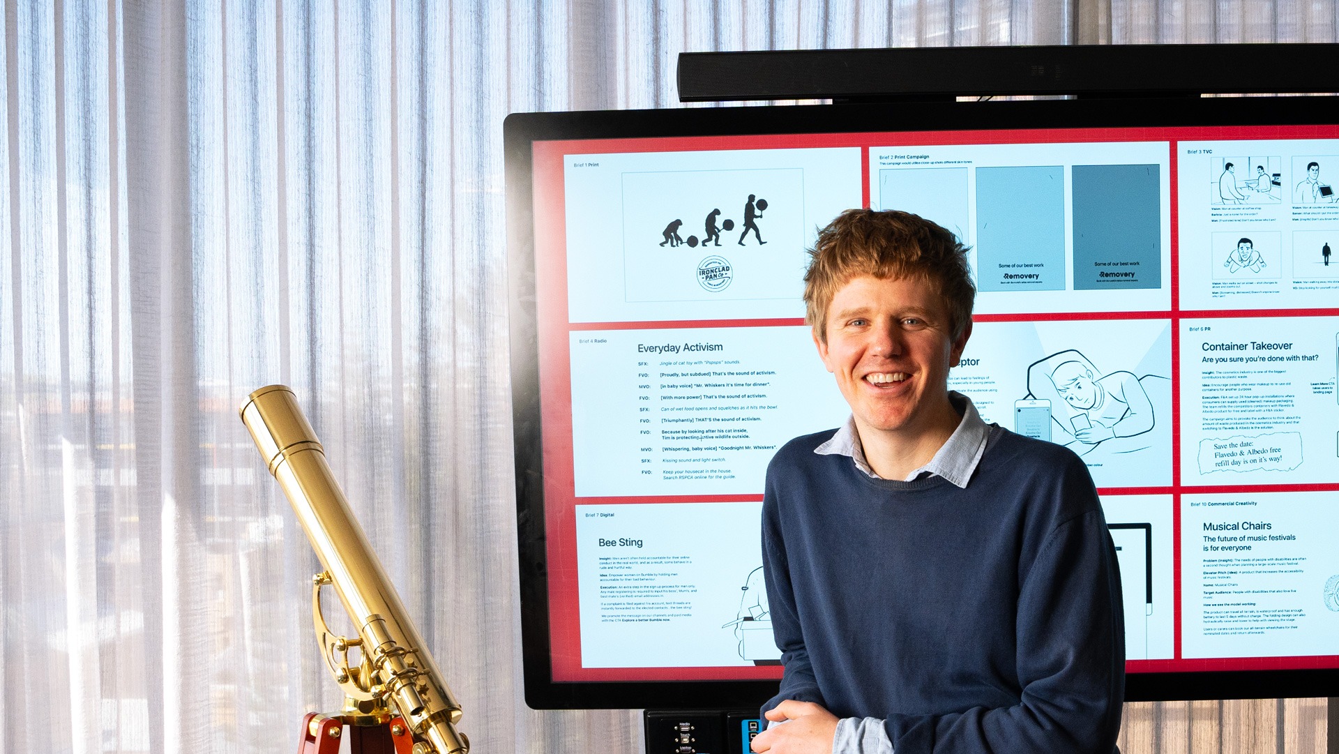 Ryan Williams in front of AWARD School portfolio