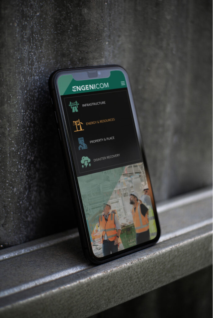 Engenicom Website homepage mock up mobile 1