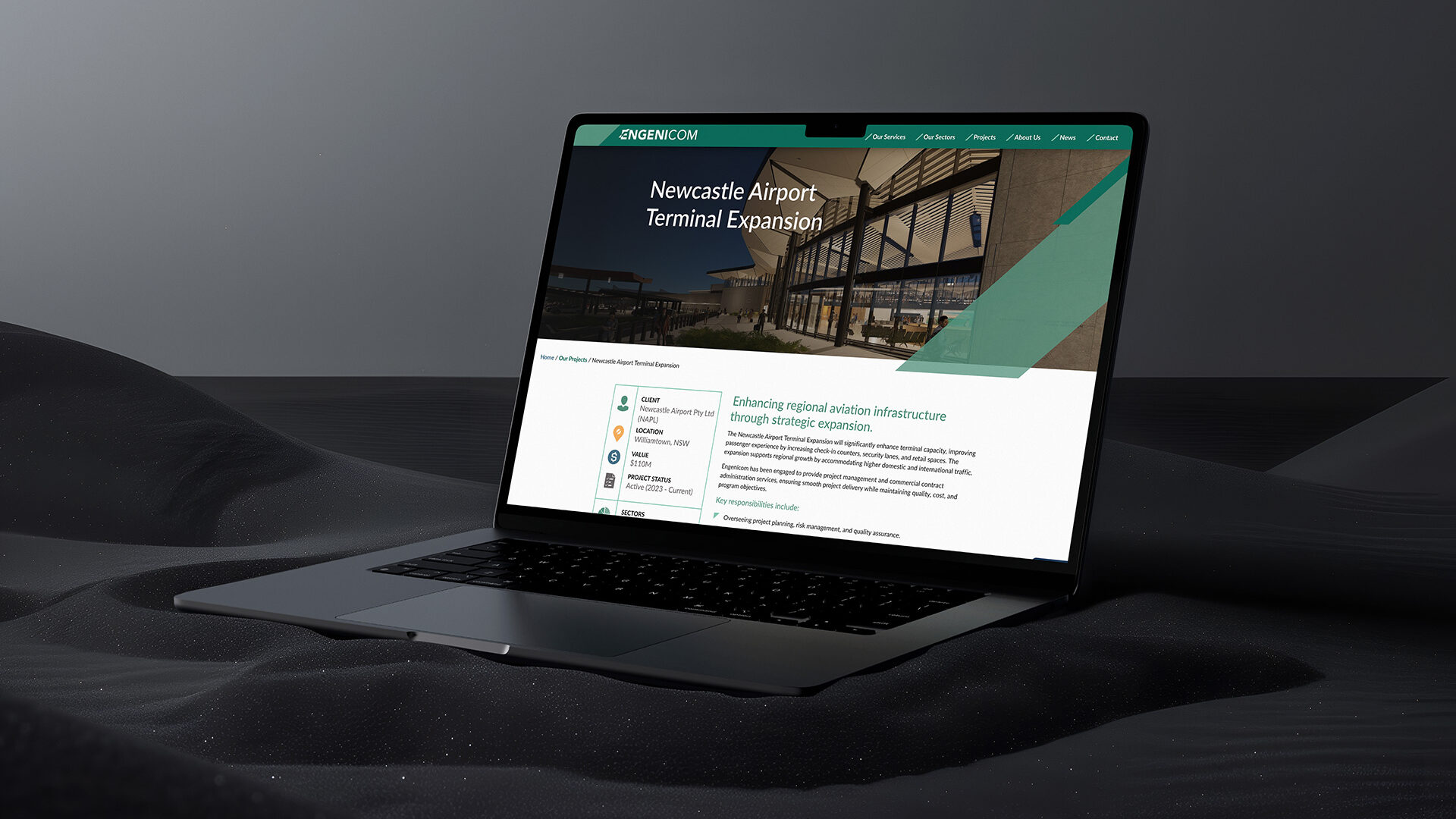 Engenicom Website homepage mock up macbook pro 2