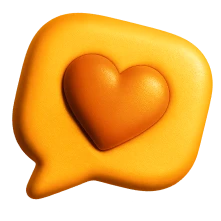 3d heart on speech bubble