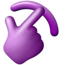 purple hand pointing at arc